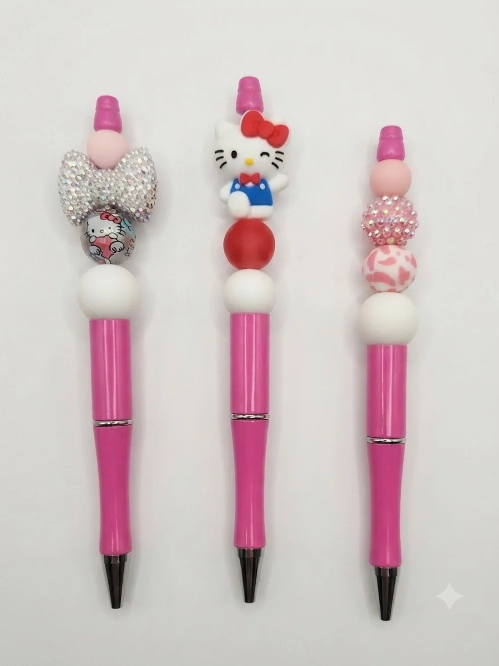 Pink Hello Cat Top Ballpoint Pen with Red and White Accents